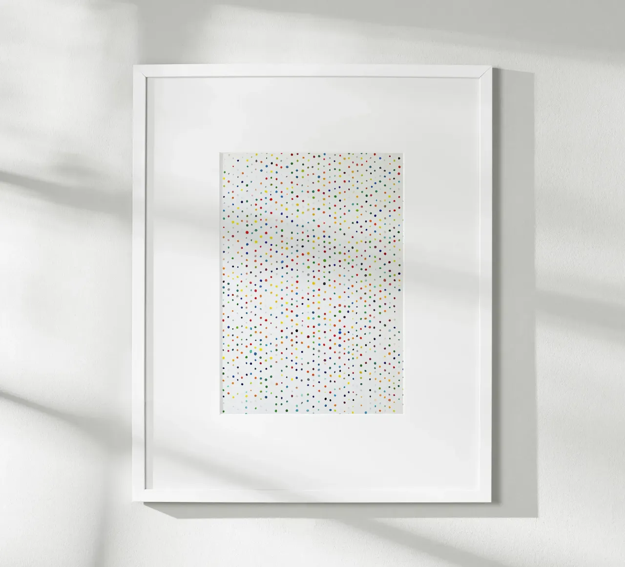 Stippen Wit Confetti Abstract Kleurrijk Minimalistisch poster met aluminium frame van Nikis Art Studio