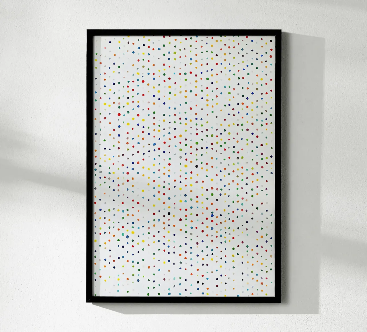 Stippen Wit Confetti Abstract Kleurrijk Minimalistisch poster met aluminium frame van Nikis Art Studio
