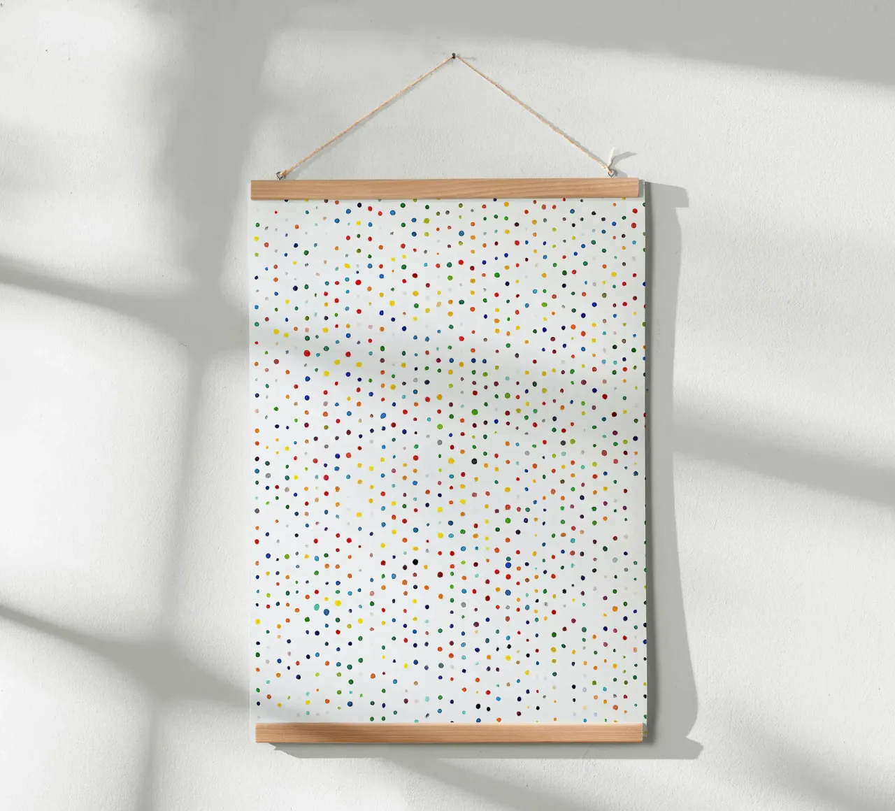 Stippen Wit Confetti Abstract Kleurrijk Minimalistisch poster met aluminium frame van Nikis Art Studio