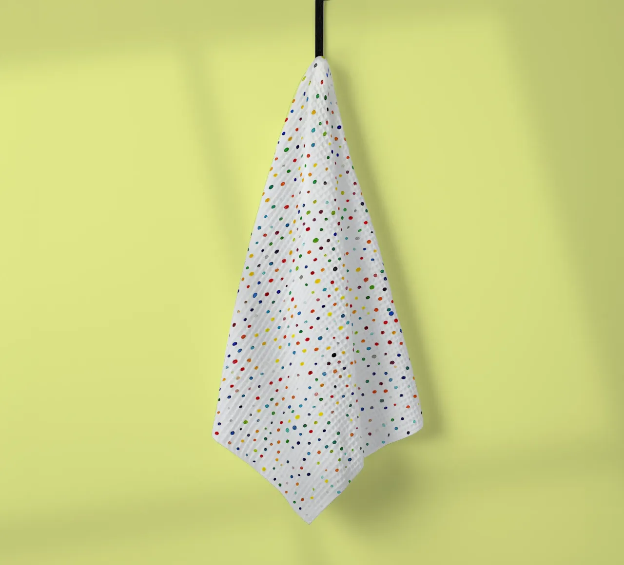 Dots White Confetti Abstract Colourful Minimalist tea towel by Nikis Art Studio