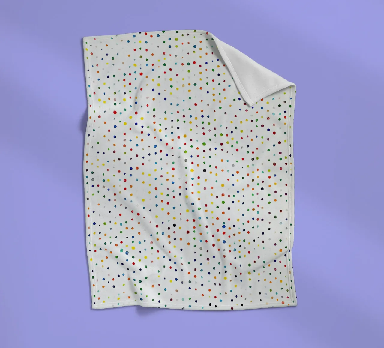 Dots White Confetti Abstract Colourful Minimalist fleece blanket by Nikis Art Studio