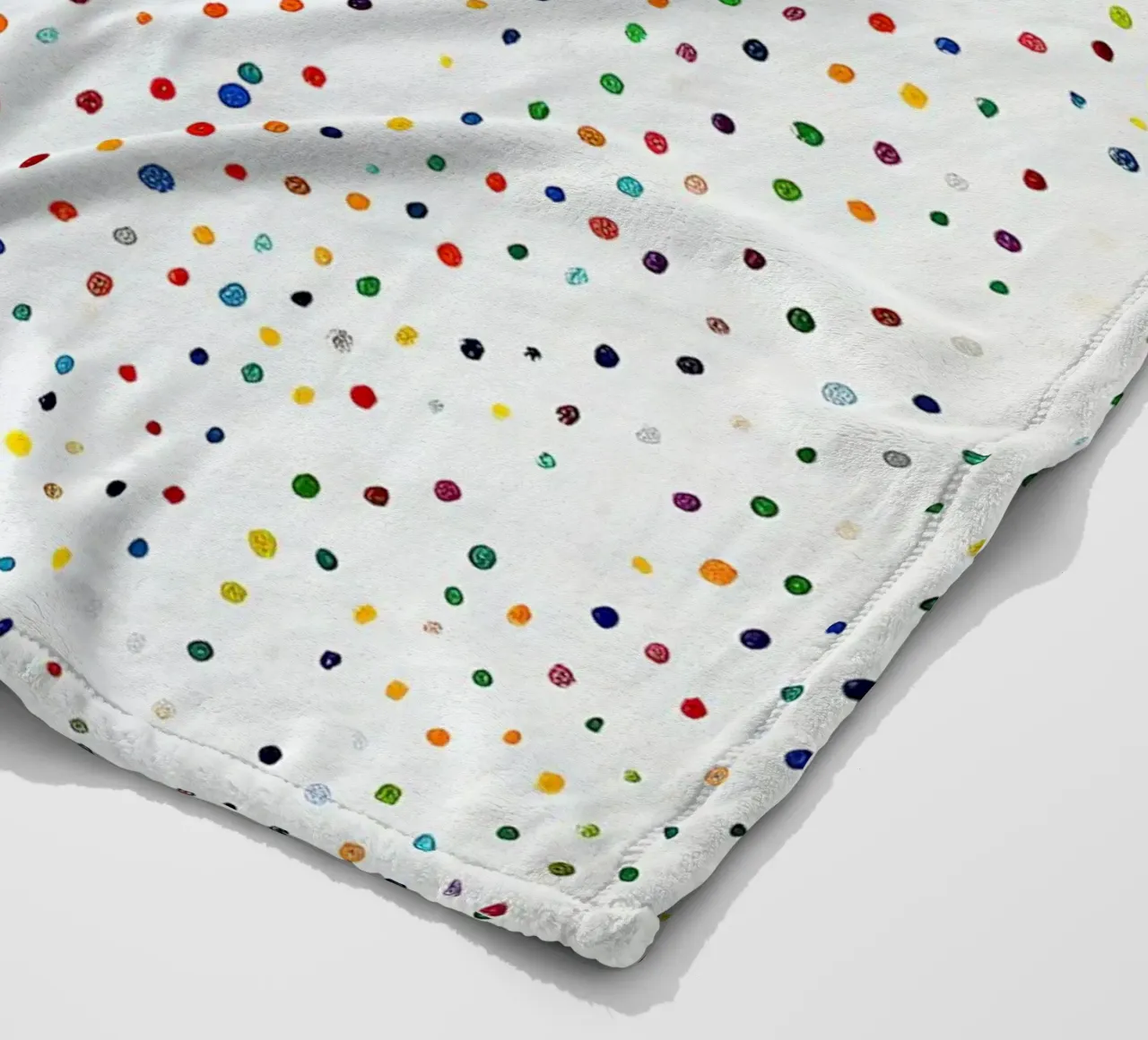 Dots White Confetti Abstract Colourful Minimalist fleece blanket by Nikis Art Studio