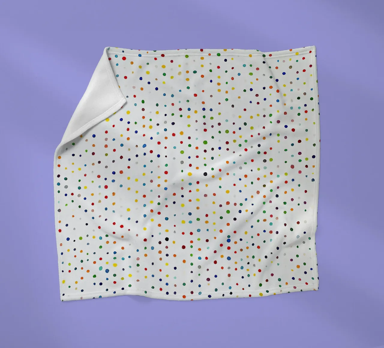 Dots White Confetti Abstract Colourful Minimalist fleece blanket by Nikis Art Studio