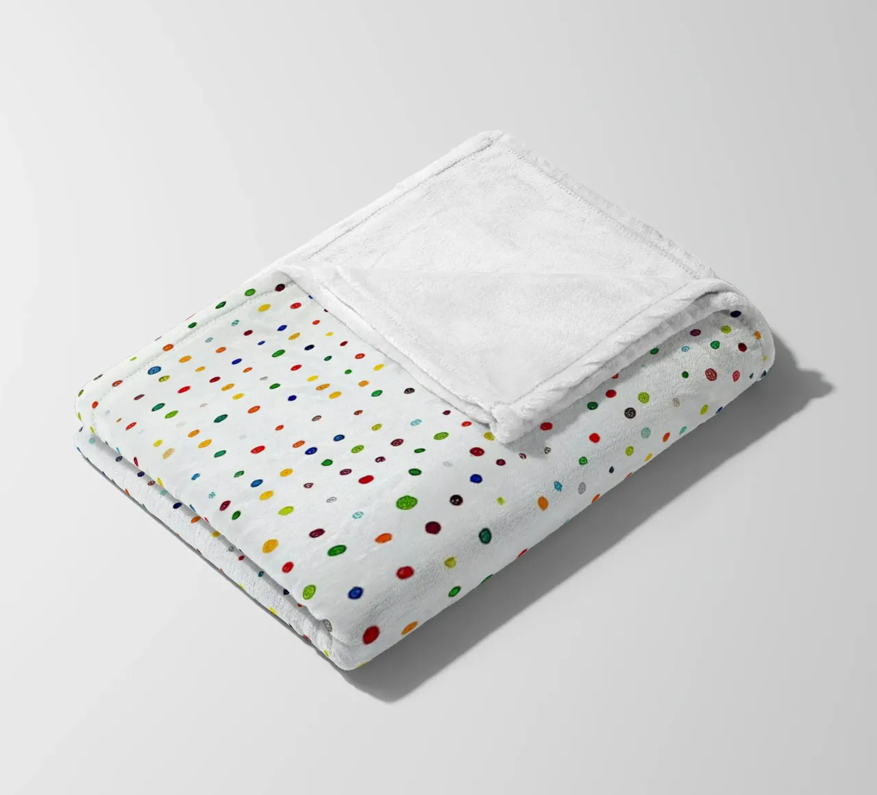 Dots White Confetti Abstract Colourful Minimalist fleece blanket by Nikis Art Studio