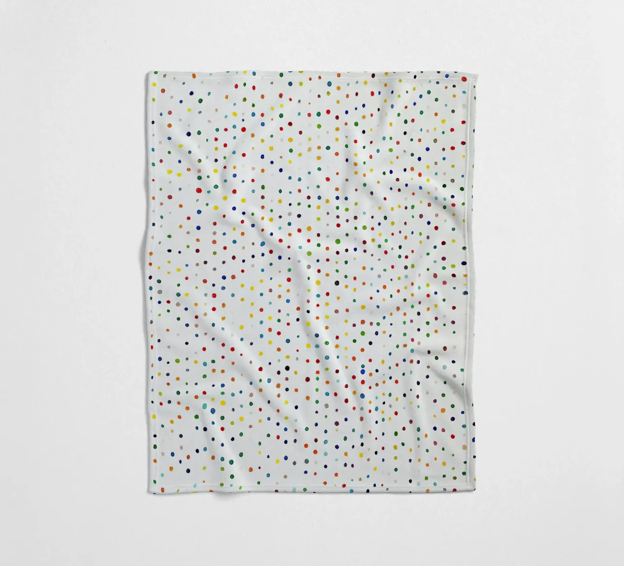 Dots White Confetti Abstract Colourful Minimalist fleece blanket by Nikis Art Studio