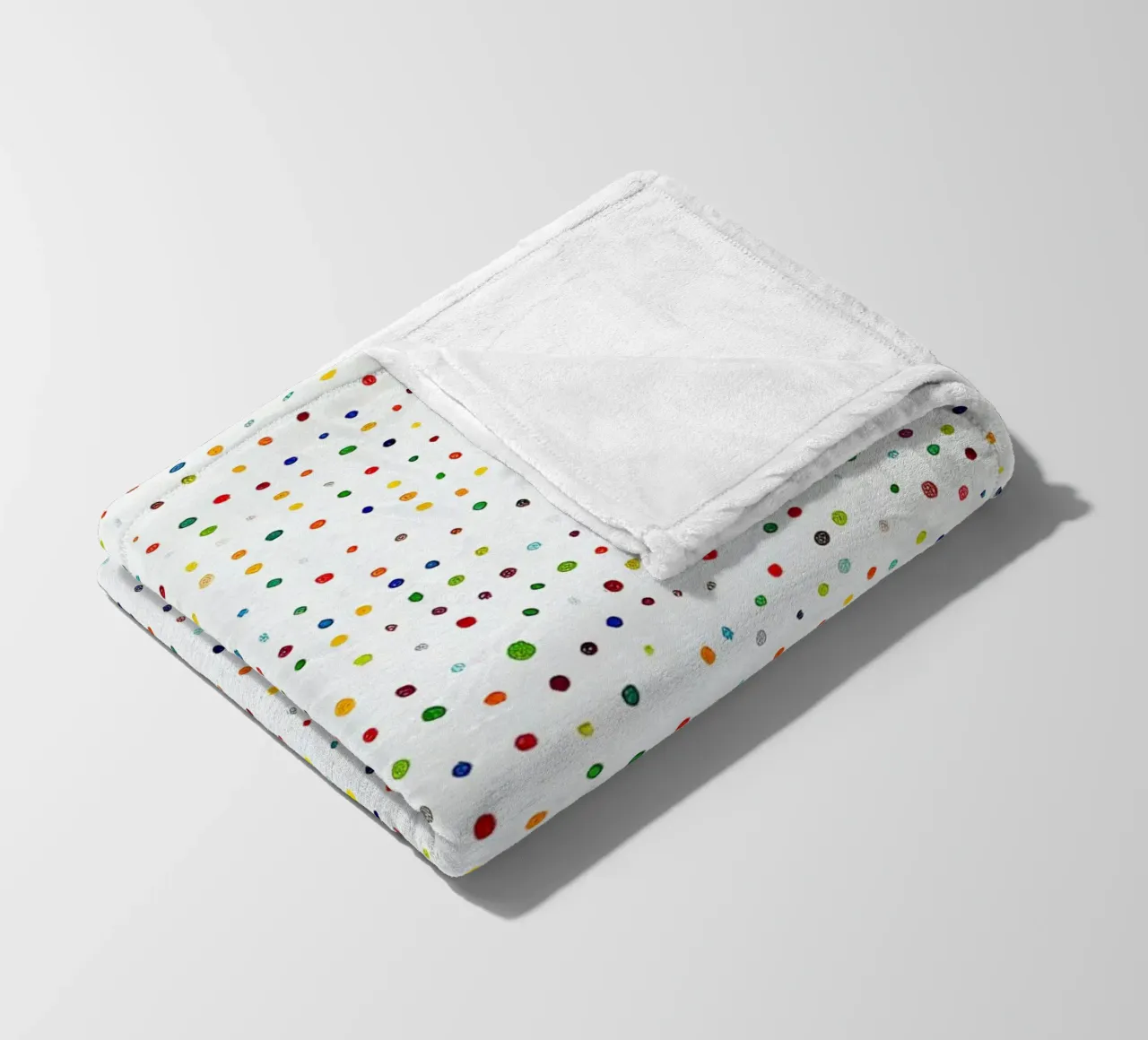 Dots White Confetti Abstract Colourful Minimalist fleece blanket by Nikis Art Studio
