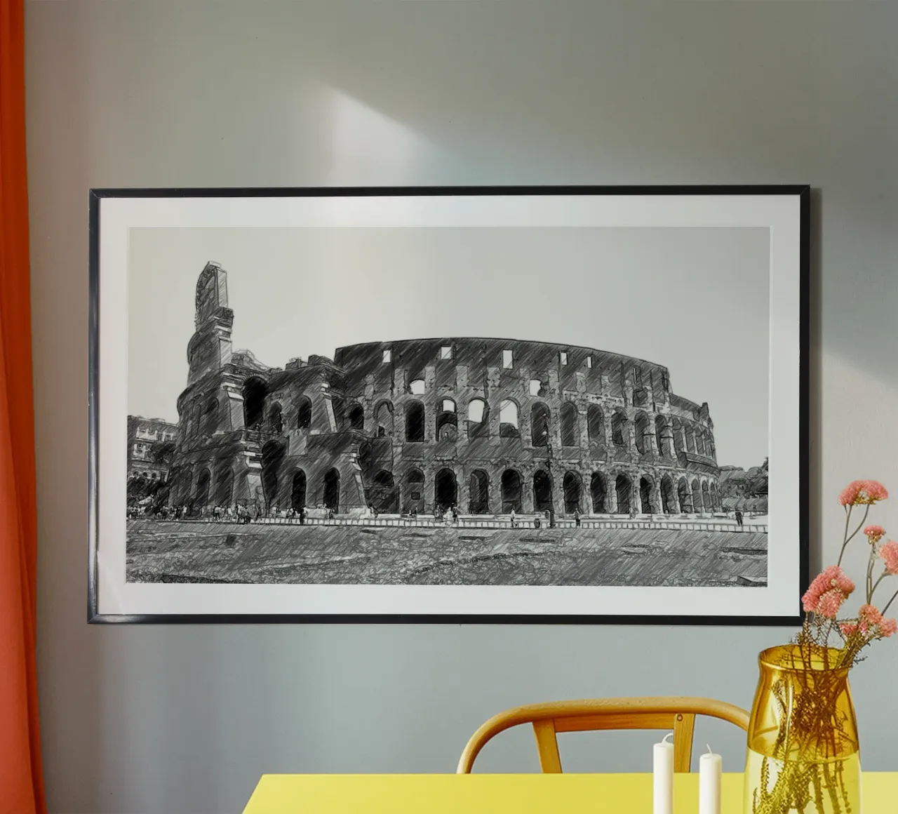 Colosseo poster con telaio in legno da Massimo Frascogna