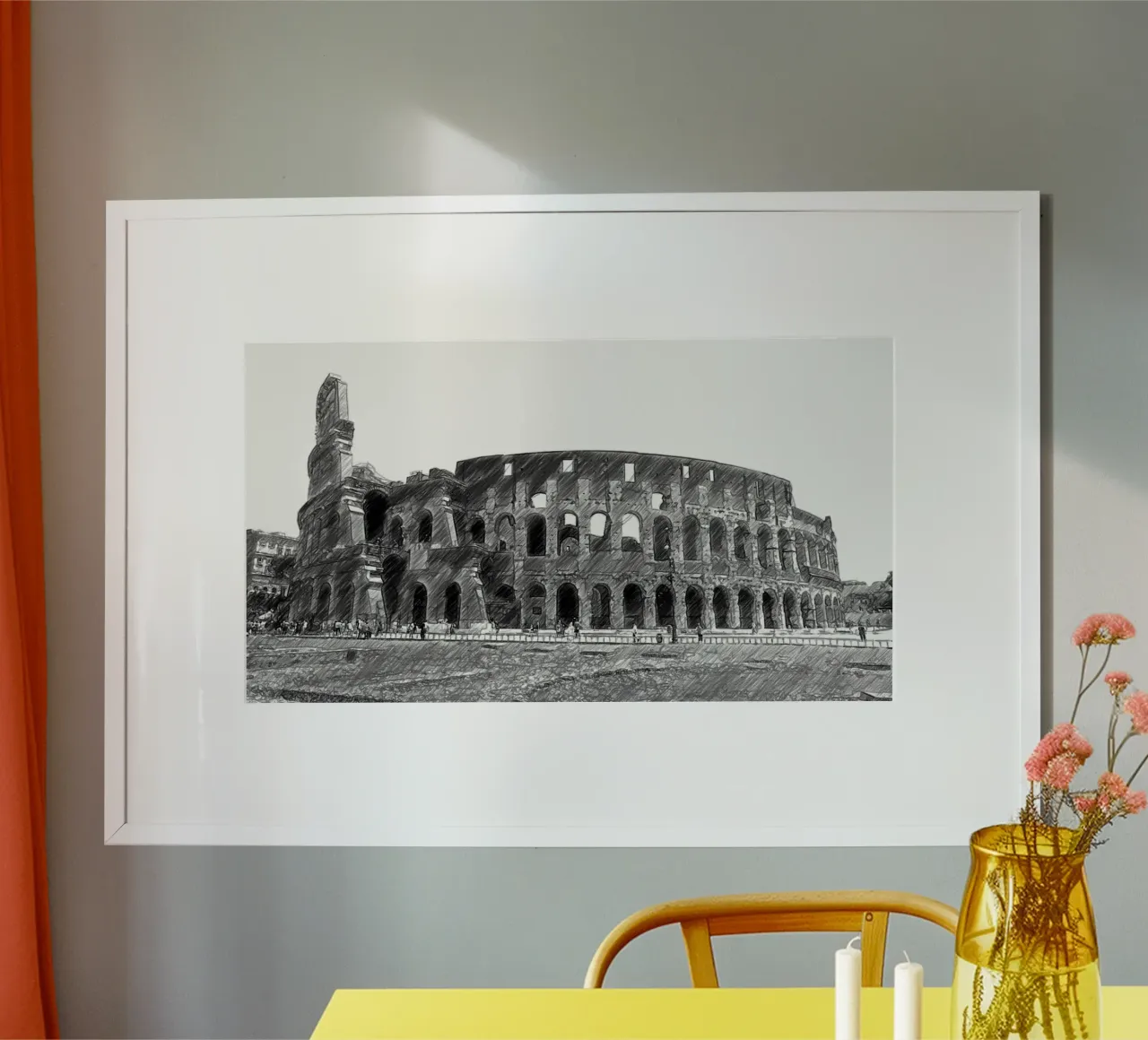 Colosseo poster con telaio in legno da Massimo Frascogna