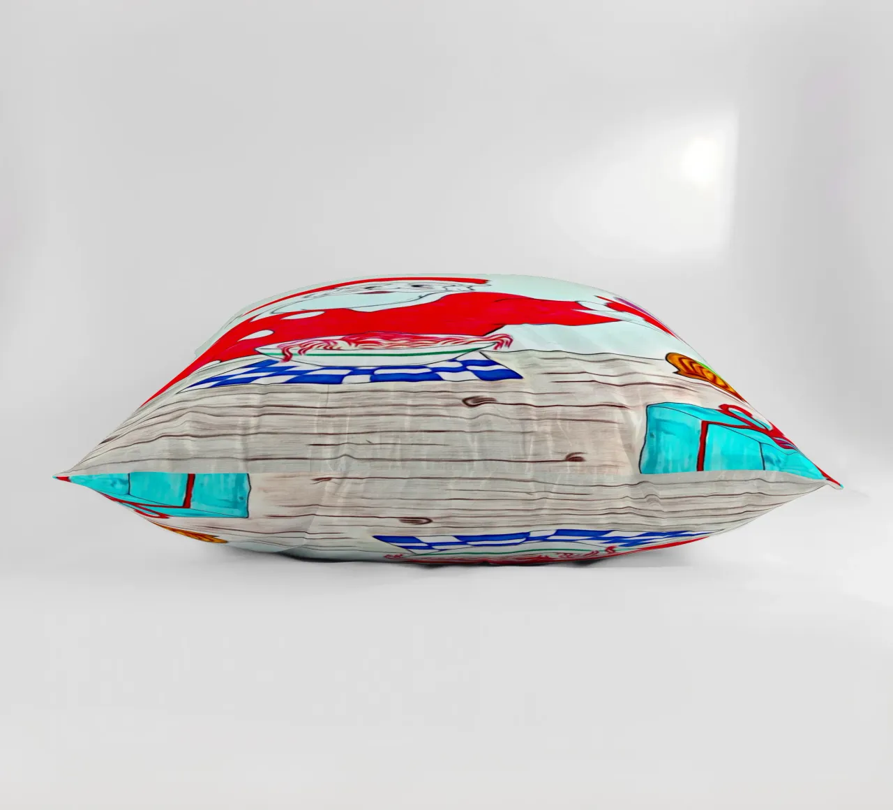 Santa Claus spaghetti decorative cushion by Massimo Frascogna
