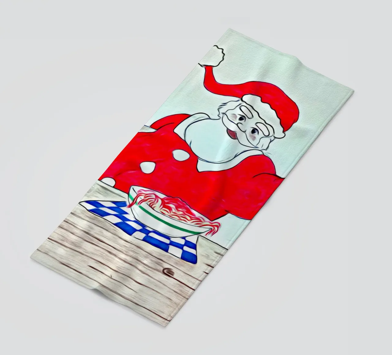 Santa Claus spaghetti beach towel by Massimo Frascogna