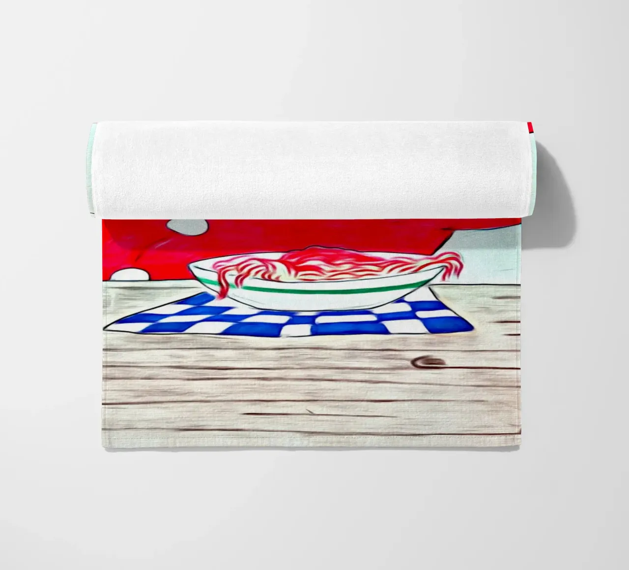 Santa Claus spaghetti beach towel by Massimo Frascogna