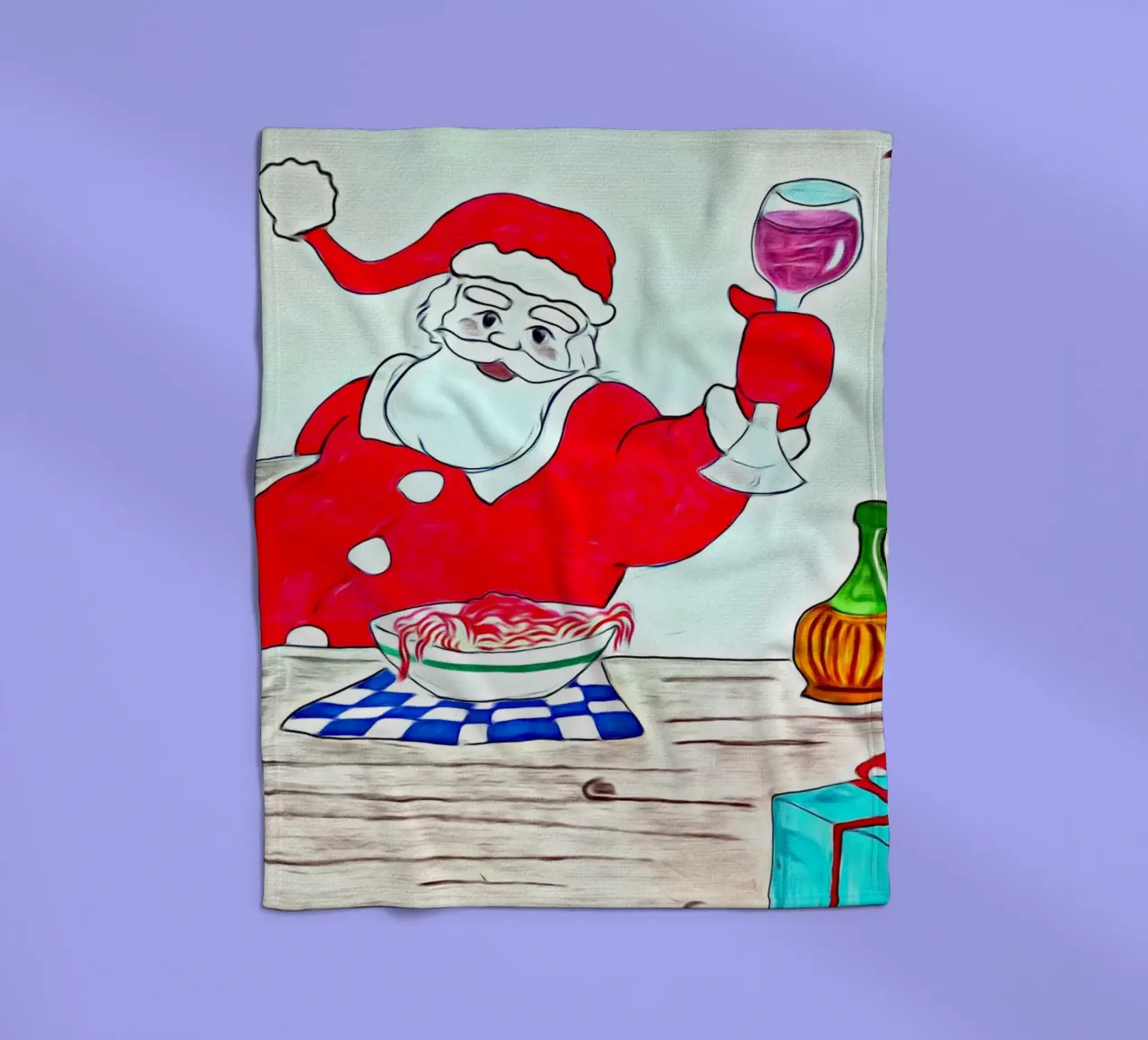 Santa Claus spaghetti fleece blanket by Massimo Frascogna