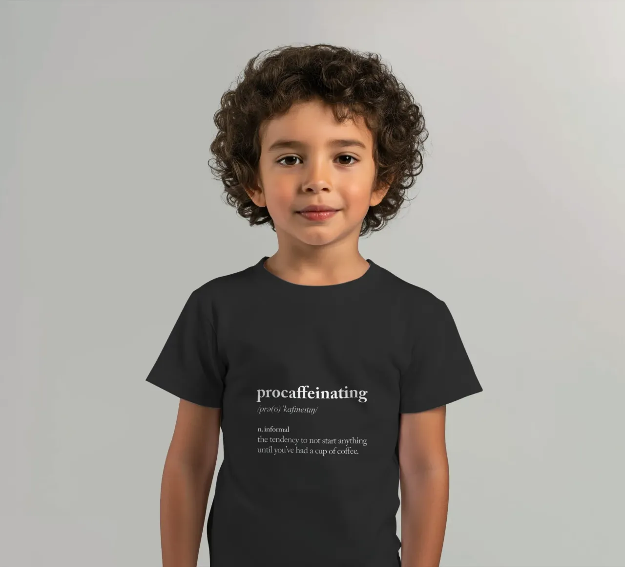 Procaffeinating kids t-shirt by THE MOTIVATED TYPE