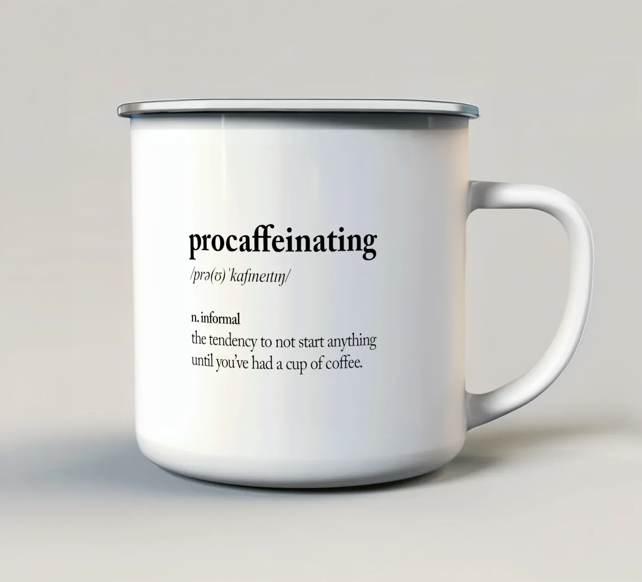 Procaffeinizzazione tazza in smalto da THE MOTIVATED TYPE