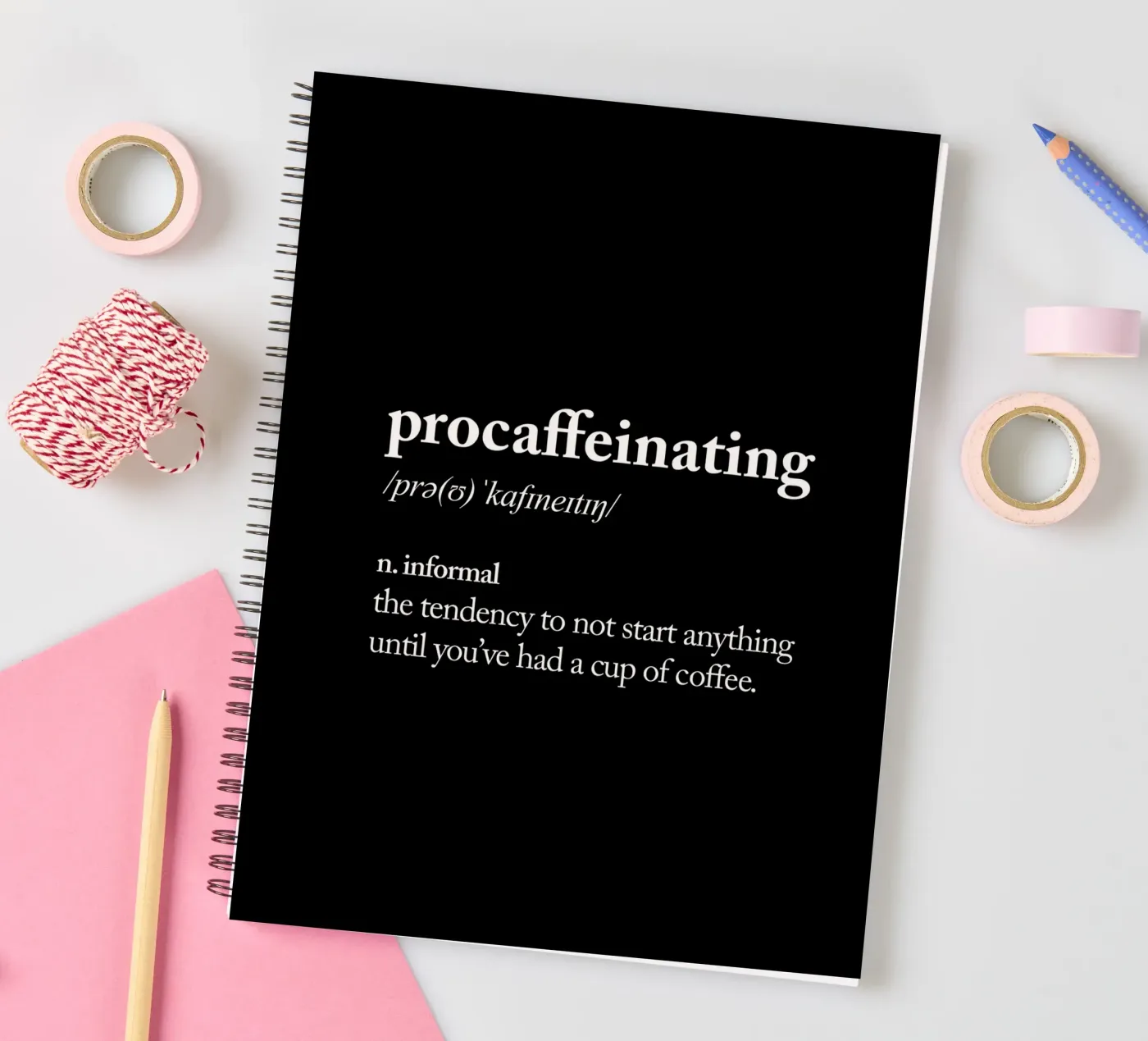Procaffeinating spiral notebook by THE MOTIVATED TYPE