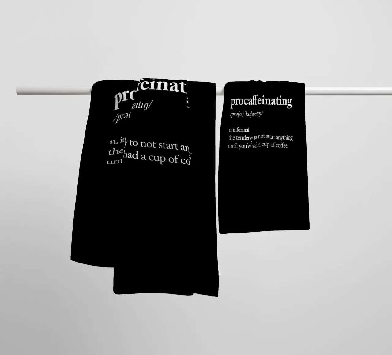 Procaffeinating towel by THE MOTIVATED TYPE