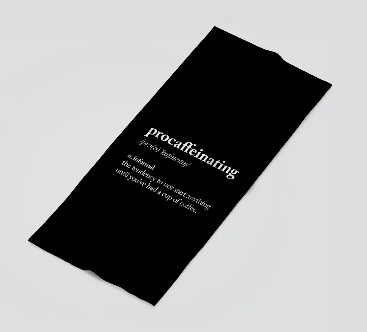 Procaffeinating beach towel by THE MOTIVATED TYPE