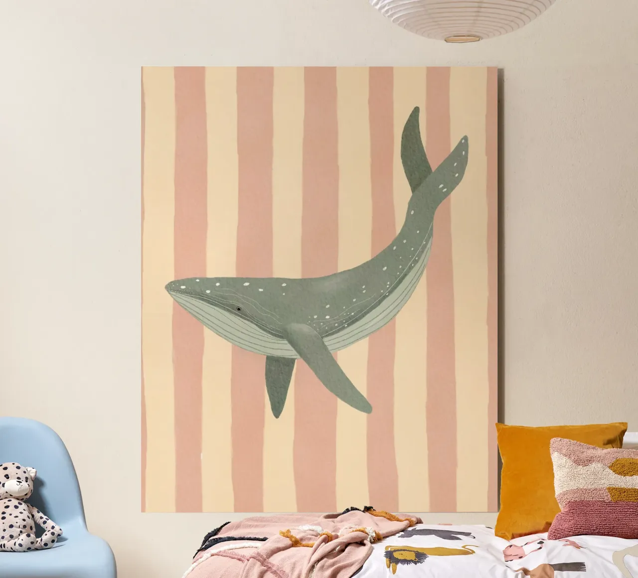 Whale Illustration For Children, Whale Art Print forex-plaat van Urchin Bay Art