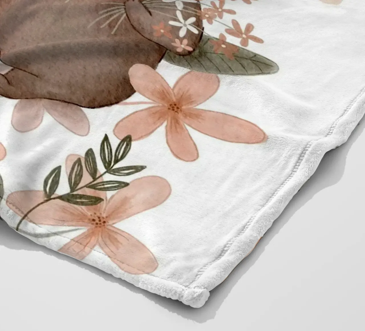 Whimsical Woodland Wall Art For Kids With Bear and Beaver fleece blanket by Urchin Bay Art