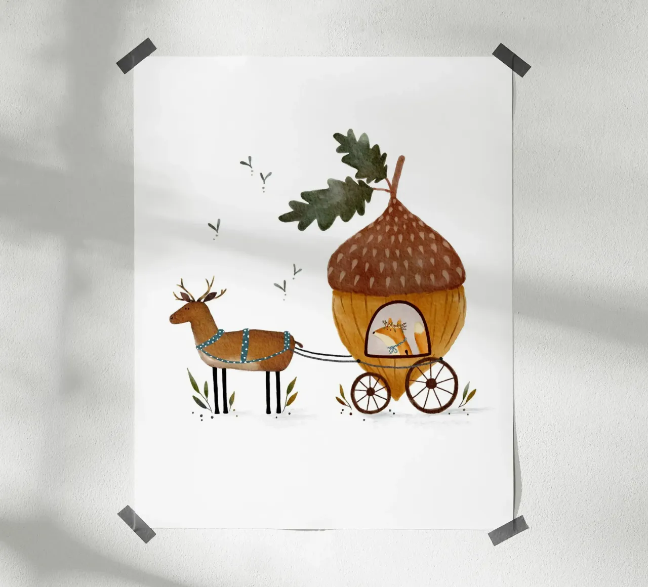 Skurrile Eichel & Waldtiere Kunst Poster von Urchin Bay Art