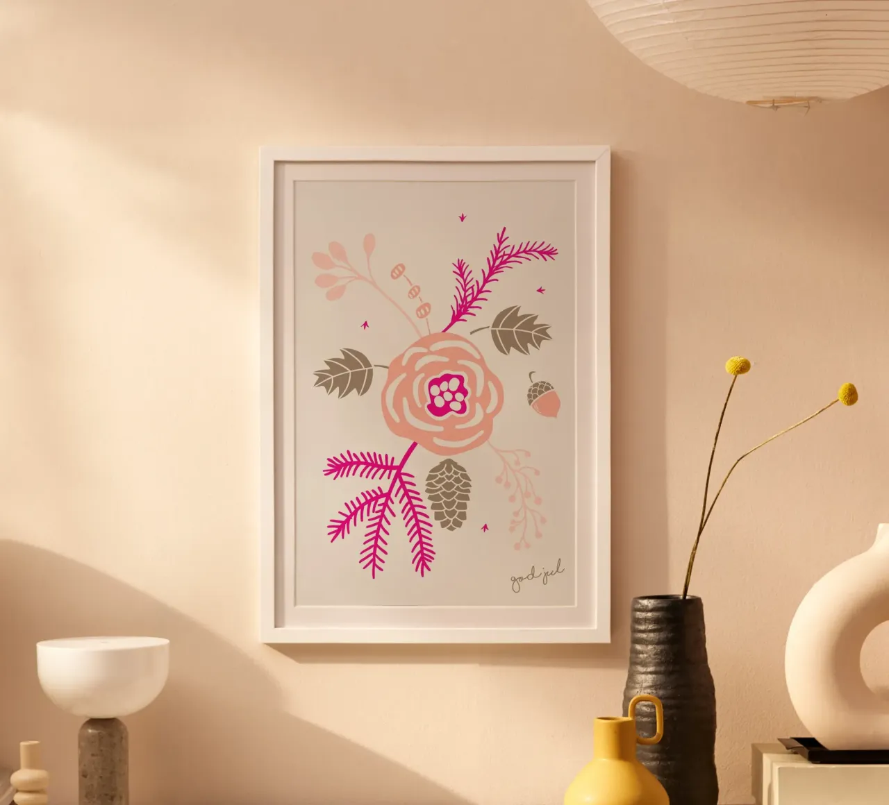 God Jul No. 1 poster con telaio in legno da typealive
