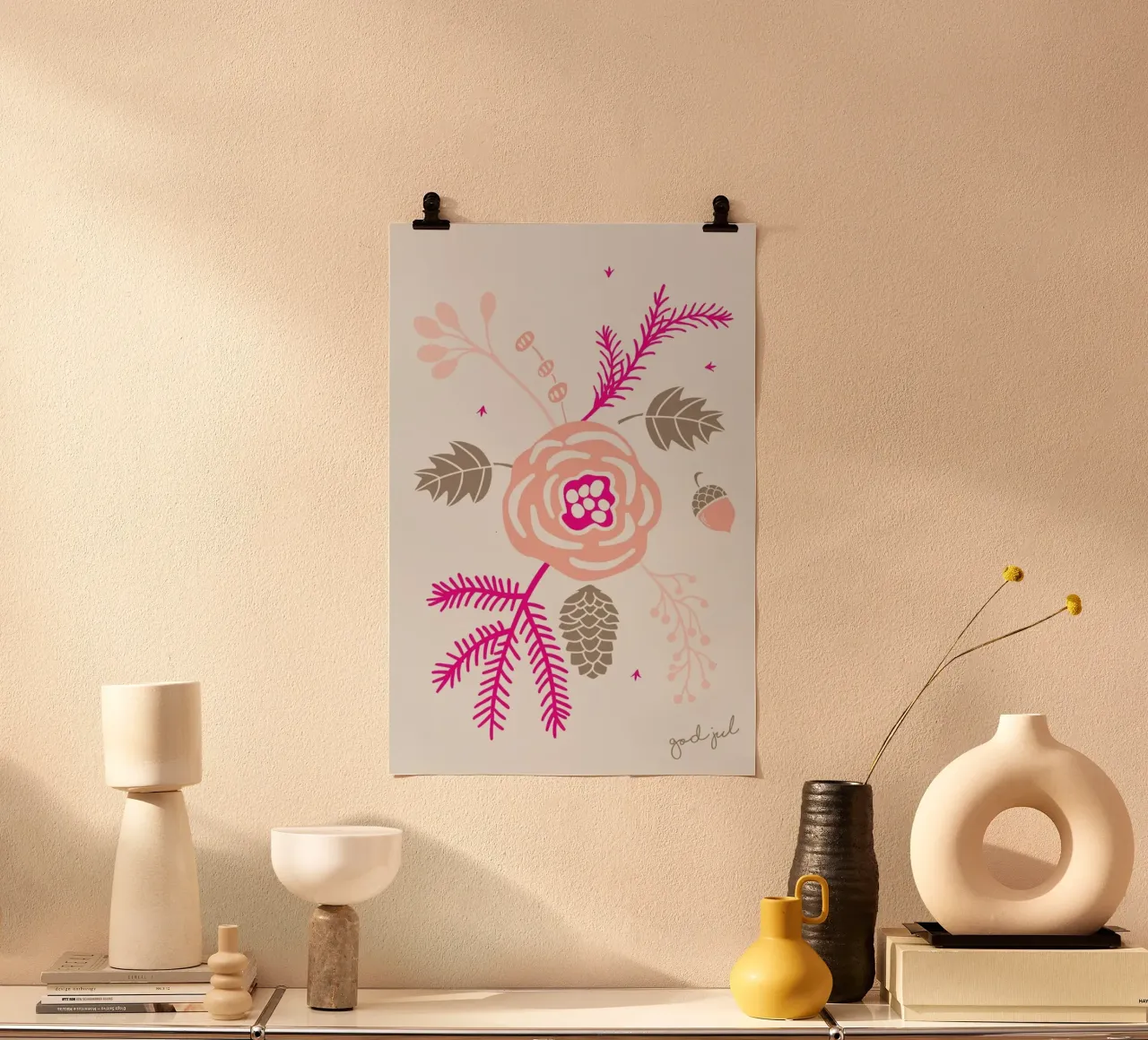 God Jul No. 1 poster con telaio in legno da typealive
