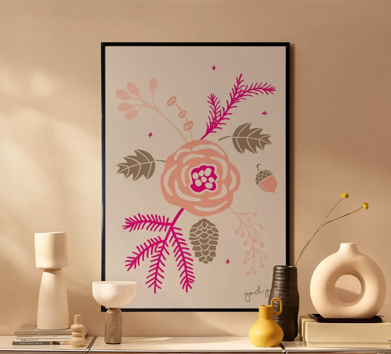 God Jul No. 1 poster con telaio in legno da typealive