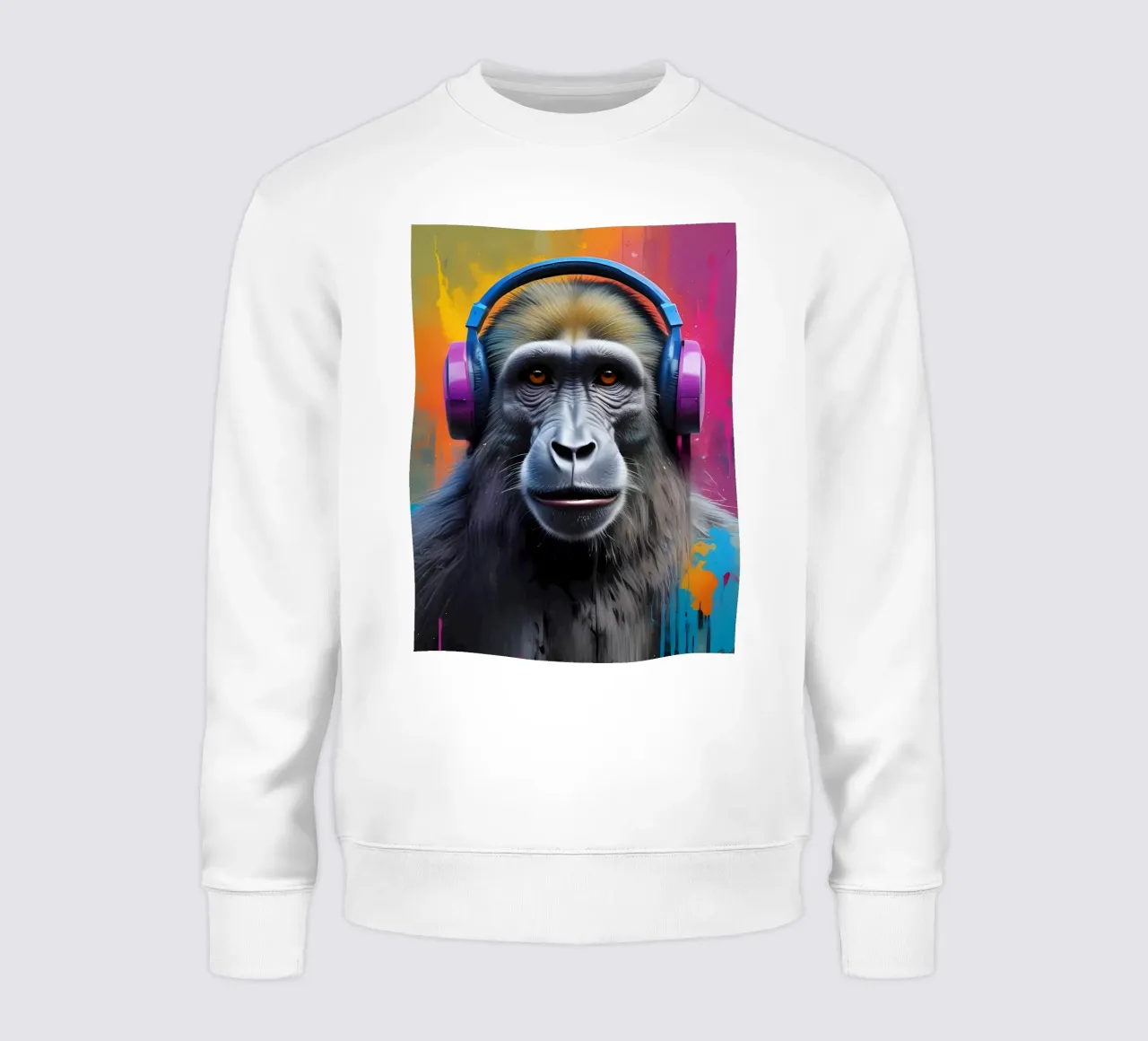 Pavian im Kopfhörer Sweatshirt von MakArena