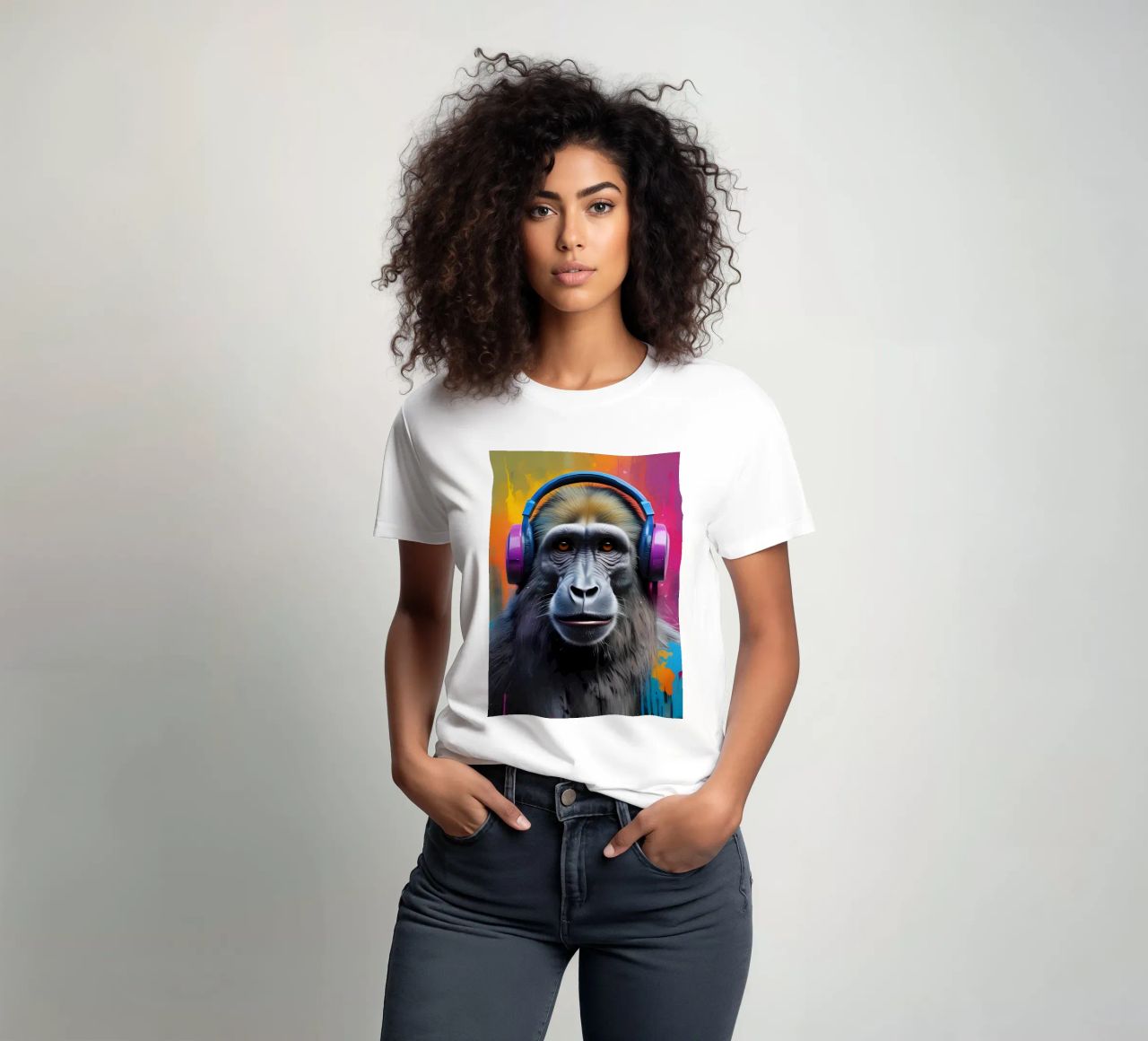 Babbuino in cuffia t-shirt da MakArena