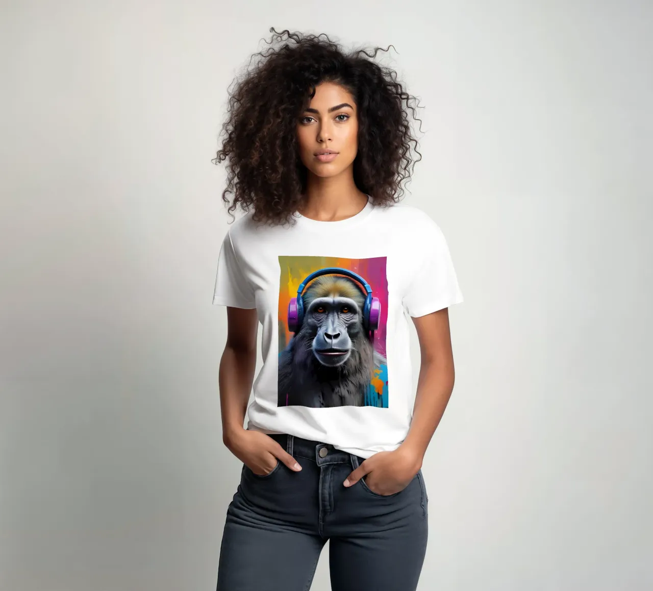 Pavian im Kopfhörer T-Shirt von MakArena