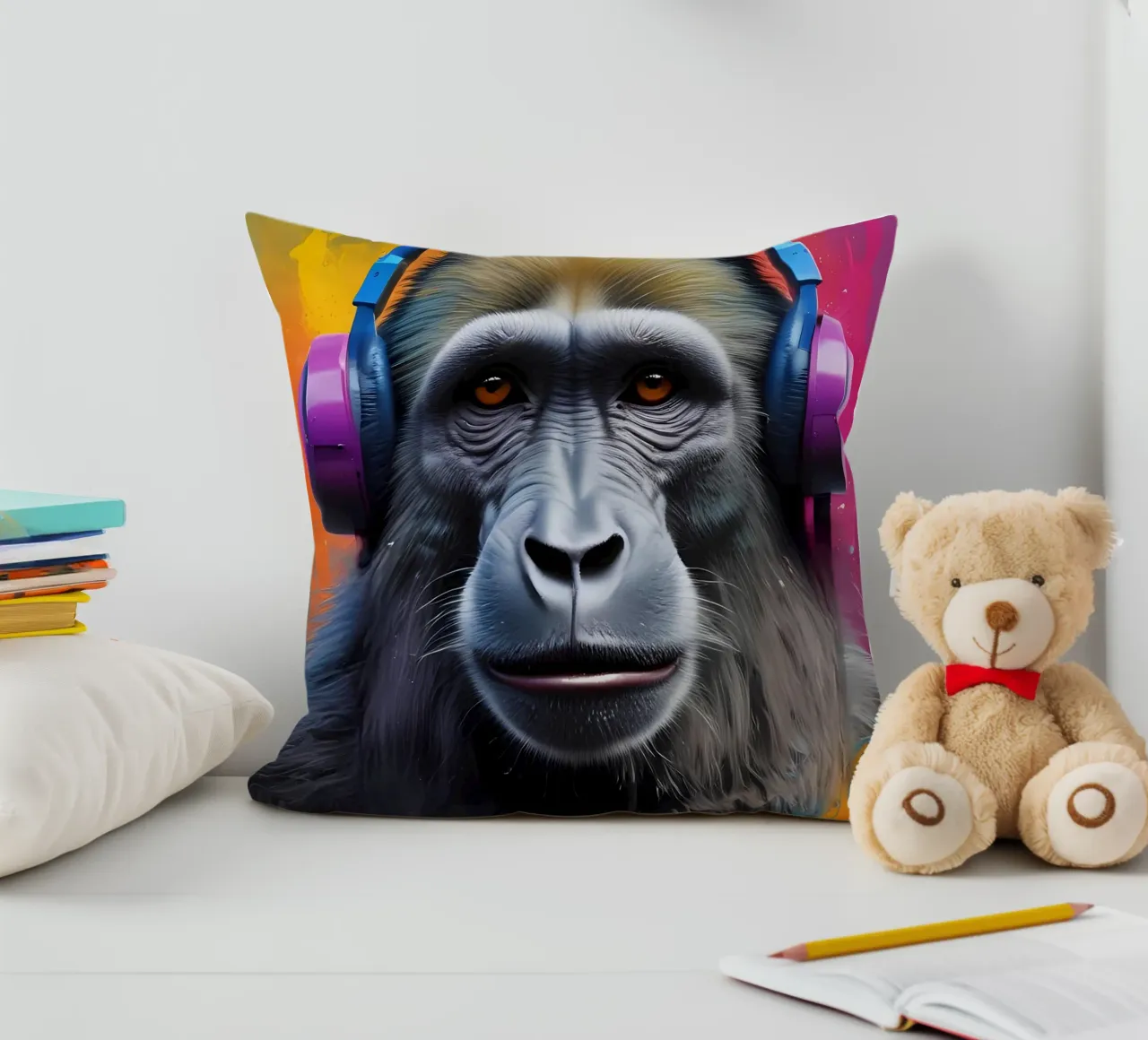 Babbuino in cuffia cuscino da MakArena