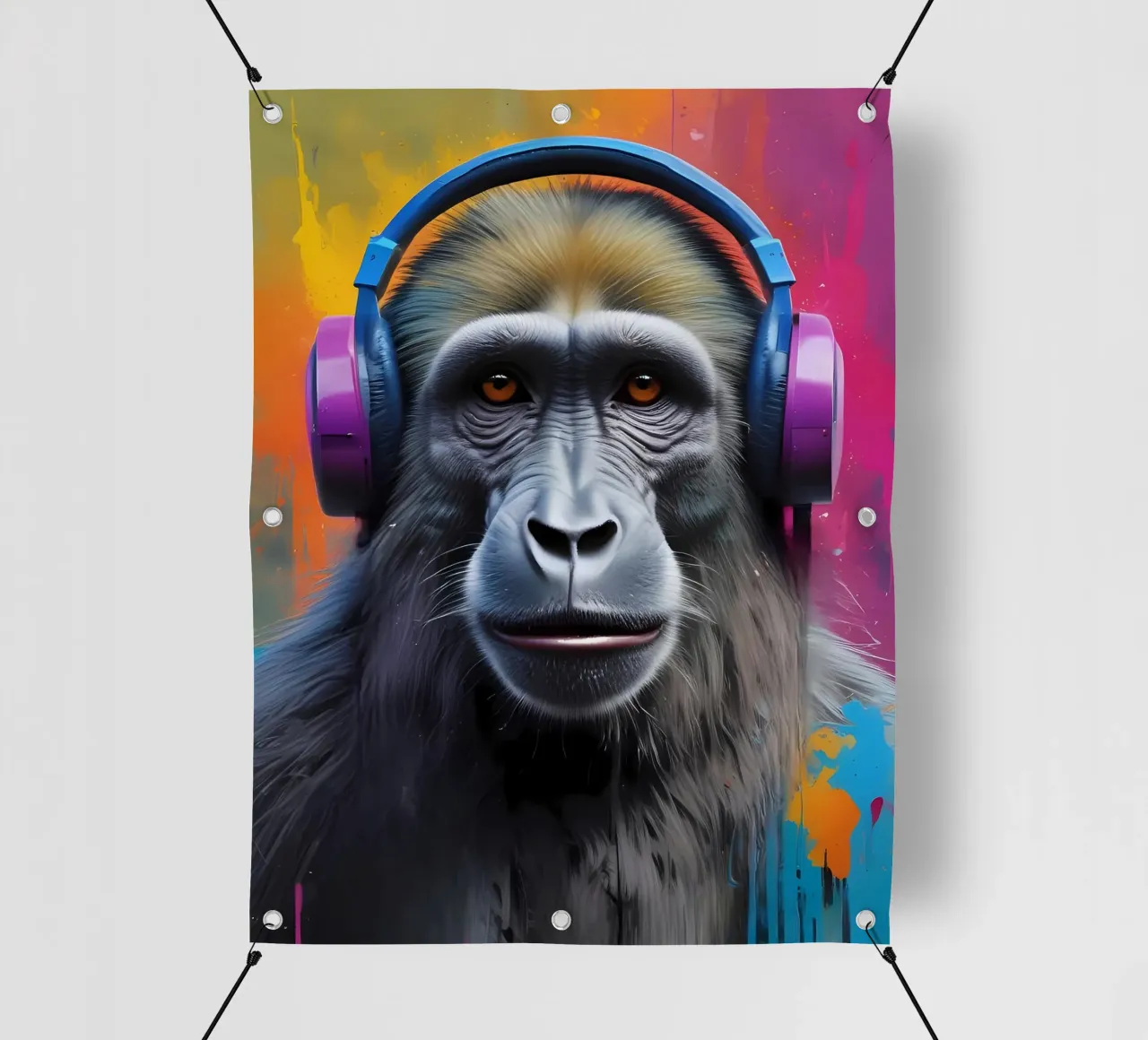 Babbuino in cuffia telo in pvc da MakArena