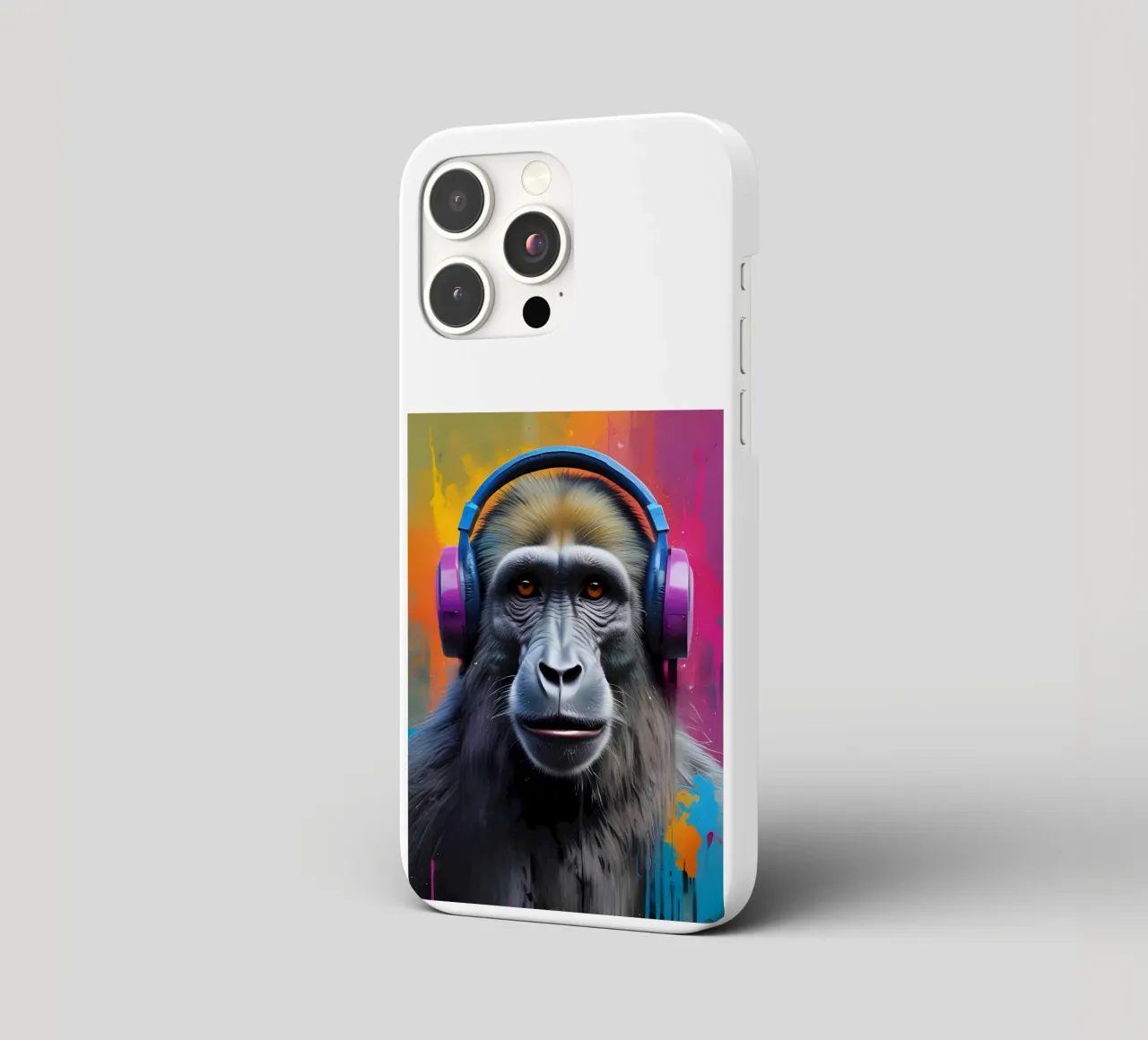 Babbuino in cuffia cover iphone da MakArena