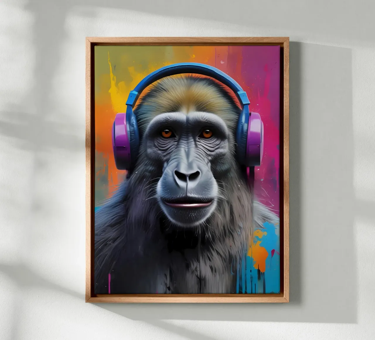 Babuino con auriculares lienzo de MakArena