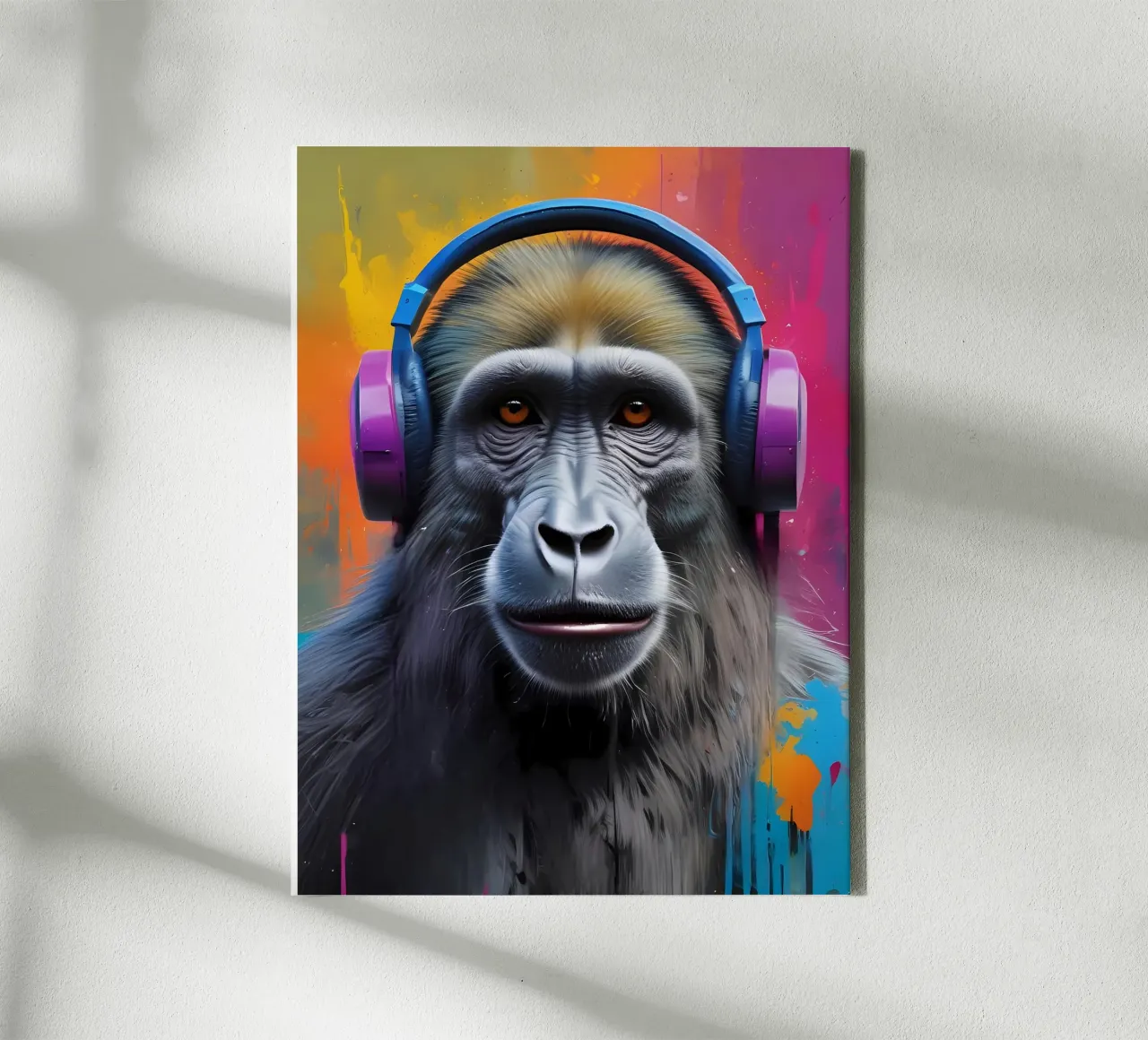 Babuino con auriculares lienzo de MakArena