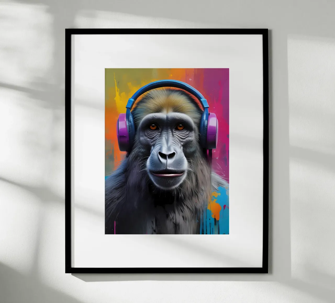 Babuino con auriculares poster de MakArena