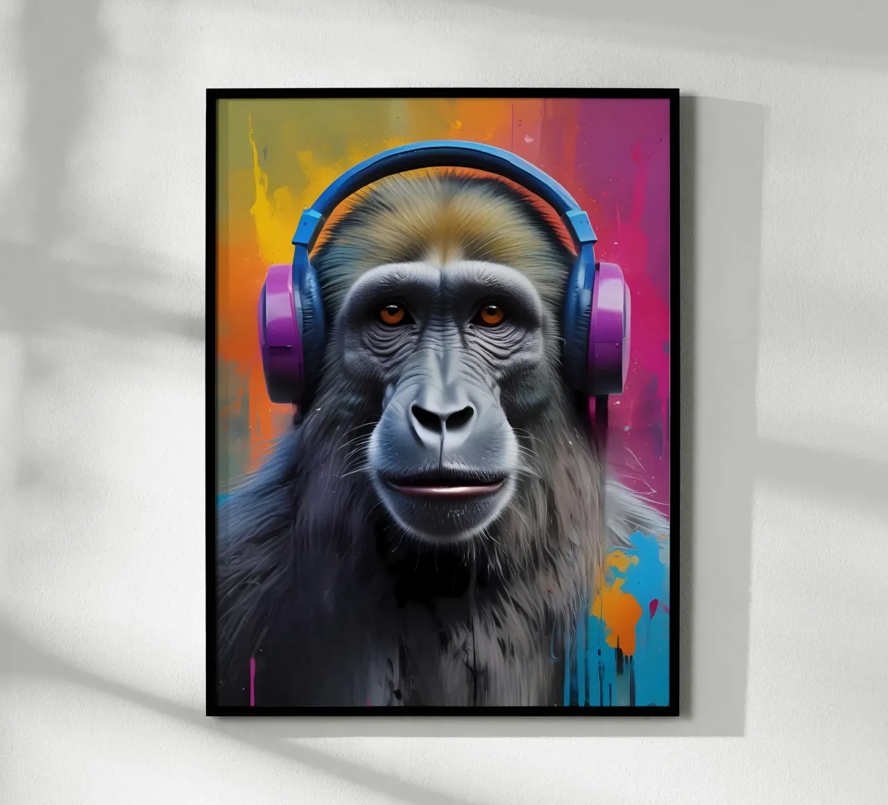 Babuino con auriculares poster de MakArena
