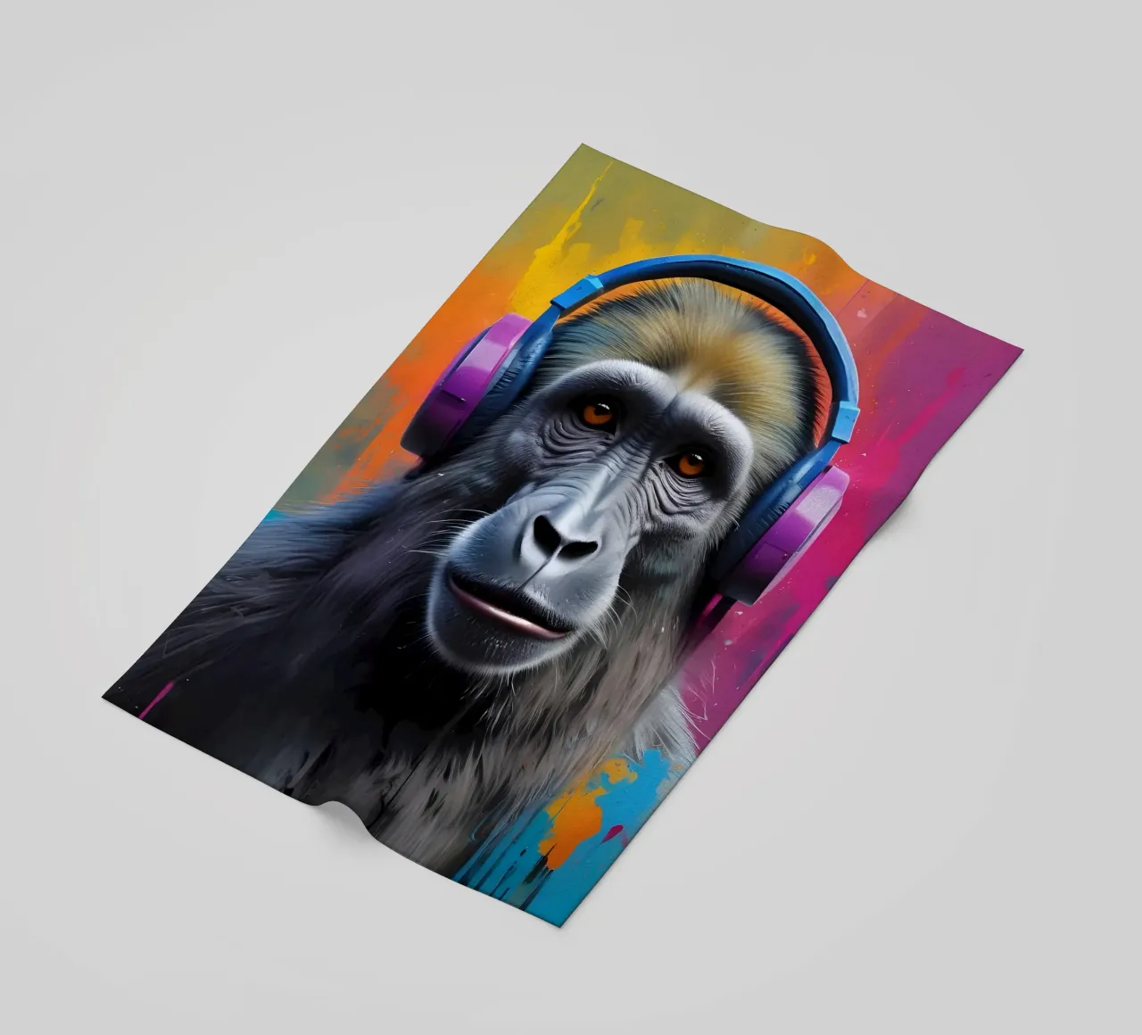 Babbuino in cuffia telo mare da MakArena