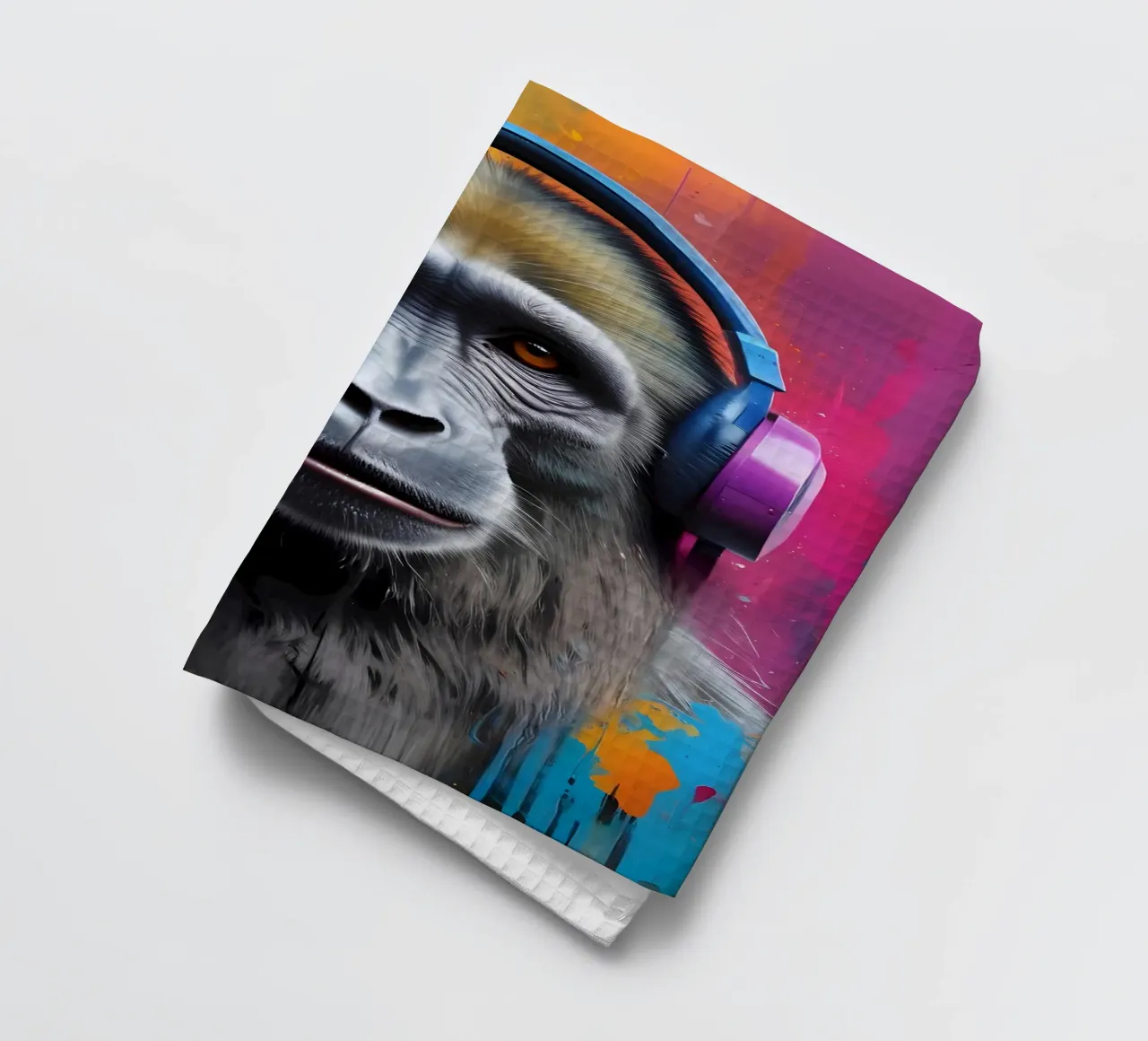 Babbuino in cuffia canovaccio da cucina da MakArena