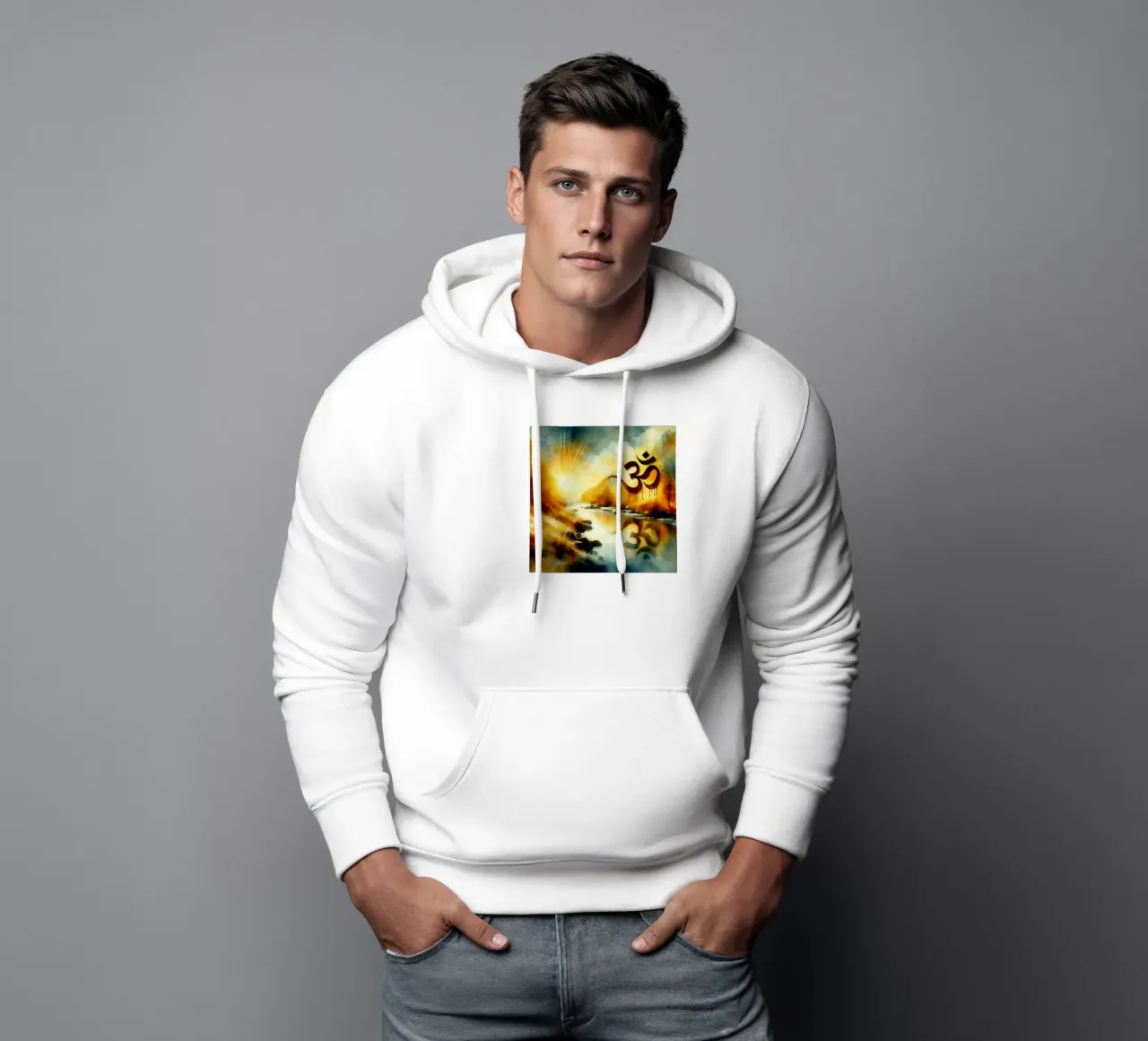 Om & Natura - Bach - Stile acquerello felpa con cappuccio da spiritual