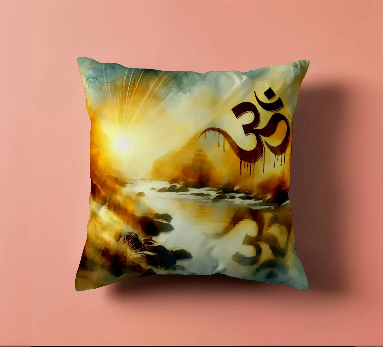 Om & Natura - Bach - Stile acquerello cuscino da spiritual