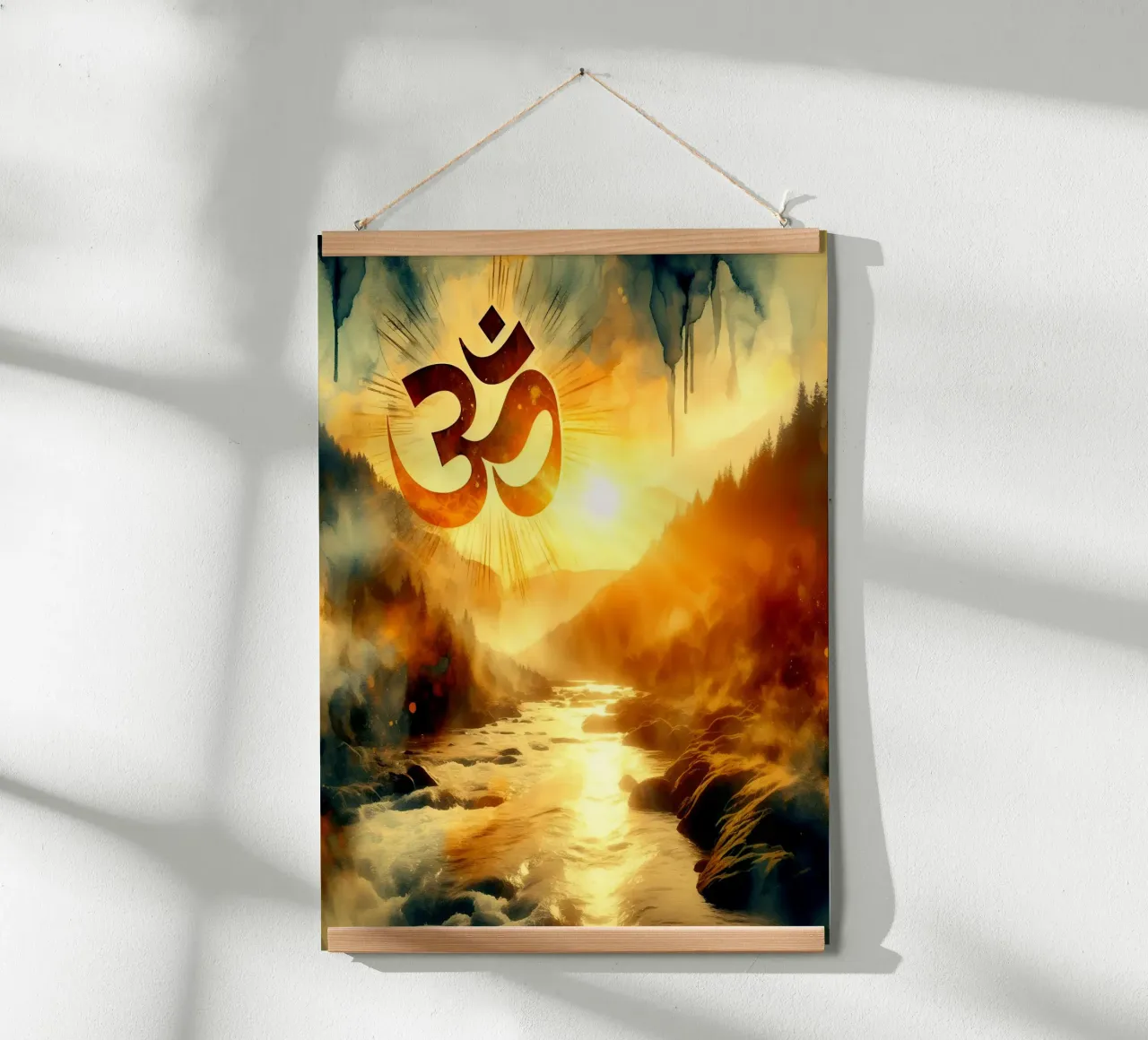 Om & Natura - Bach - Stile acquerello poster con telaio in plastica da spiritual