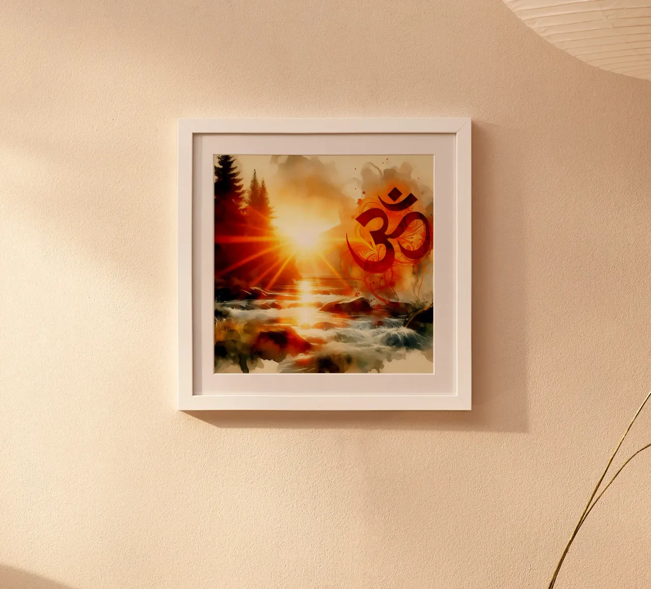 Om & Natura - Bach - Stile acquerello poster con telaio in plastica da spiritual