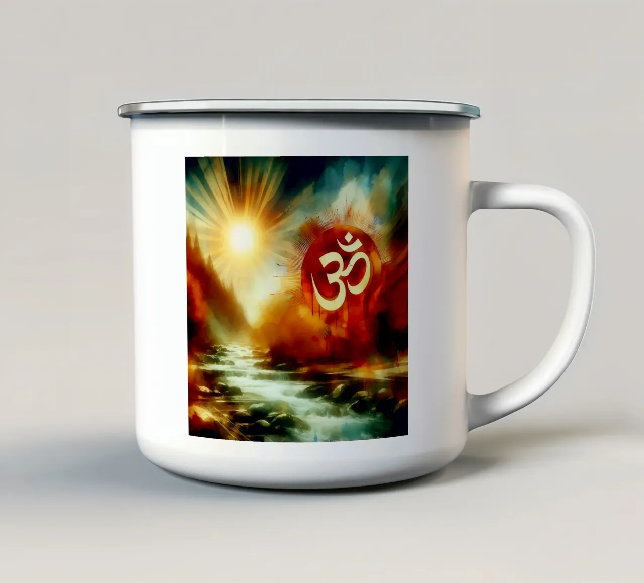Om & Natura - Bach - Stile acquerello tazza in smalto da spiritual