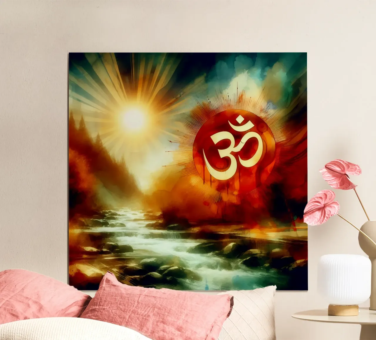 Om & Natura - Bach - Stile acquerello poster con telaio in alluminio da spiritual