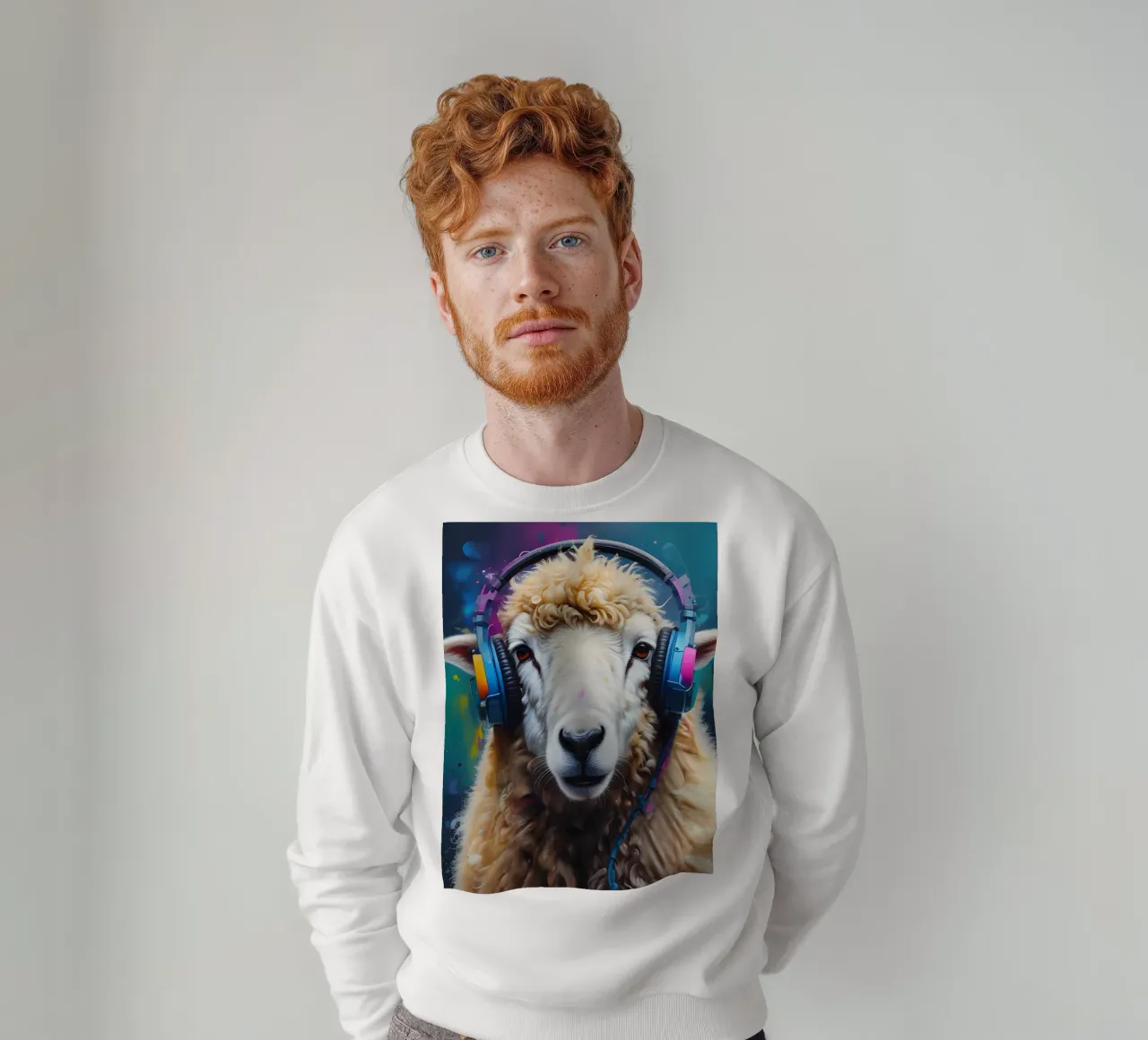 Schapen in koptelefoon sweatshirt van MakArena