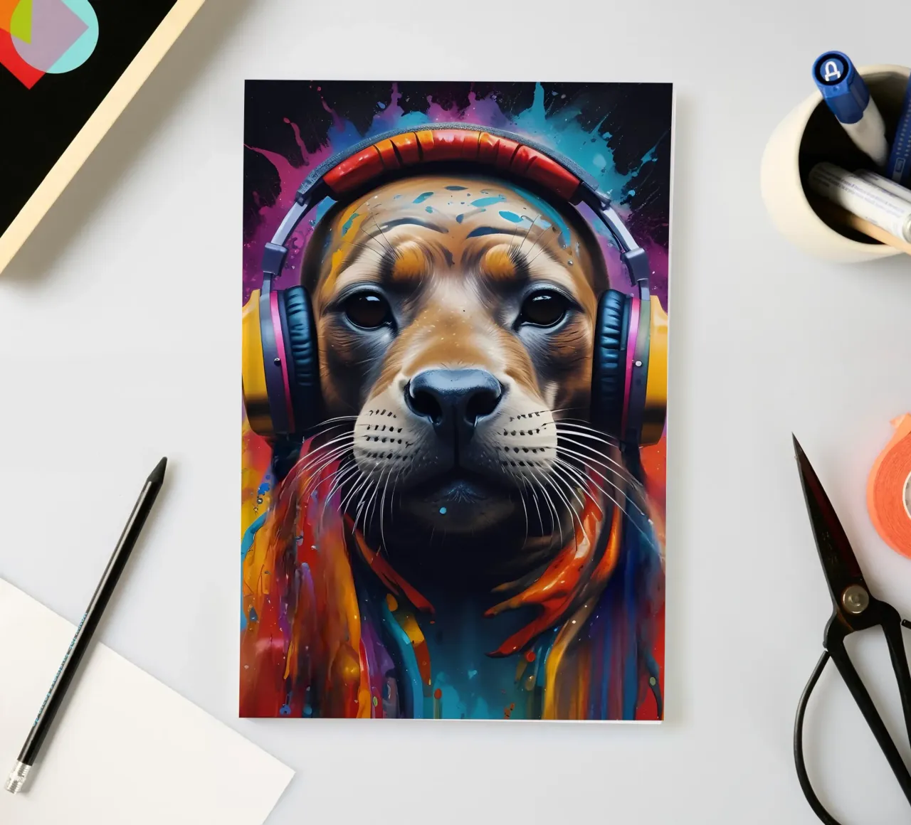 Seal in headphones notebook by MakArena