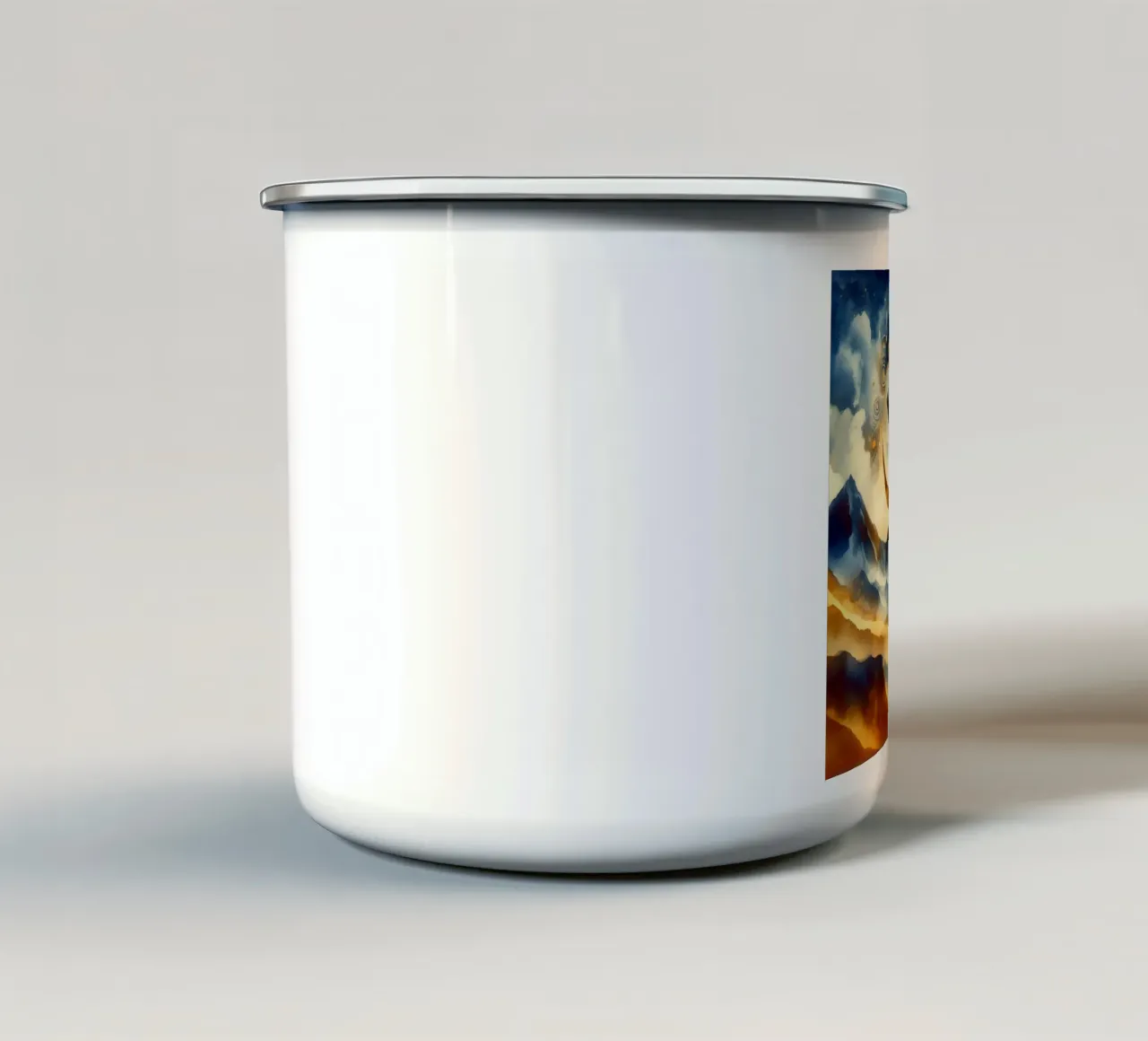 Om & Nature - Mountain - Watercolour style enamel mug by spiritual