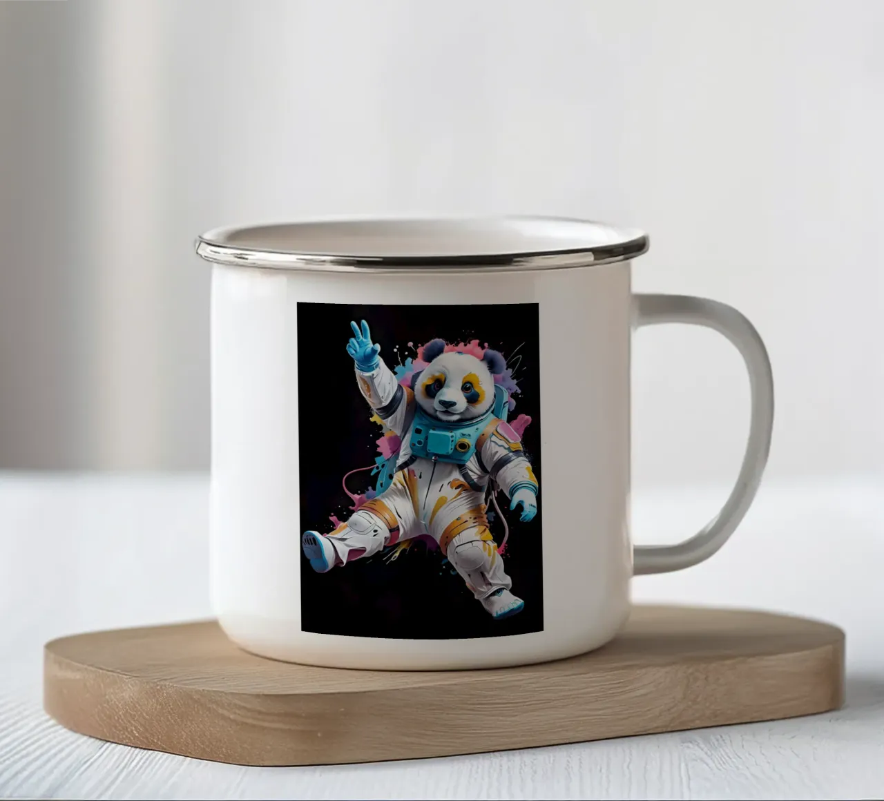 Panda cosmonaut neon tazza in smalto da MakArena