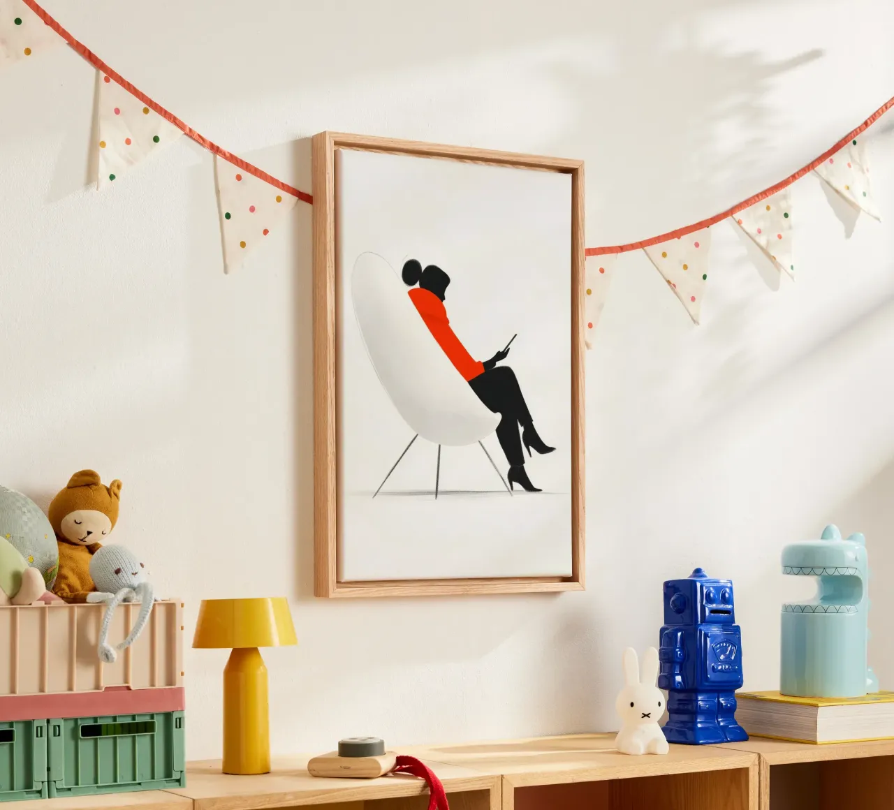 Iphone Frau Leben minimale Kunst Leinwand mit Schattenfugenrahmen von Justyna Jaszke JBJart